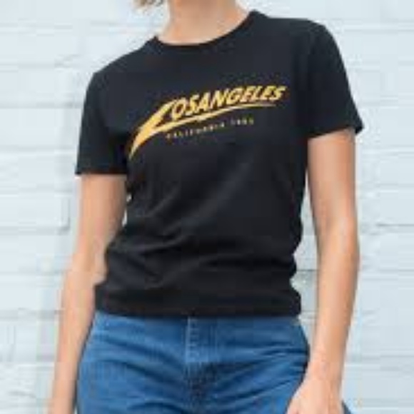 Brandy Melville Tops - Brandy Melville Black Los Angeles t shirt OS